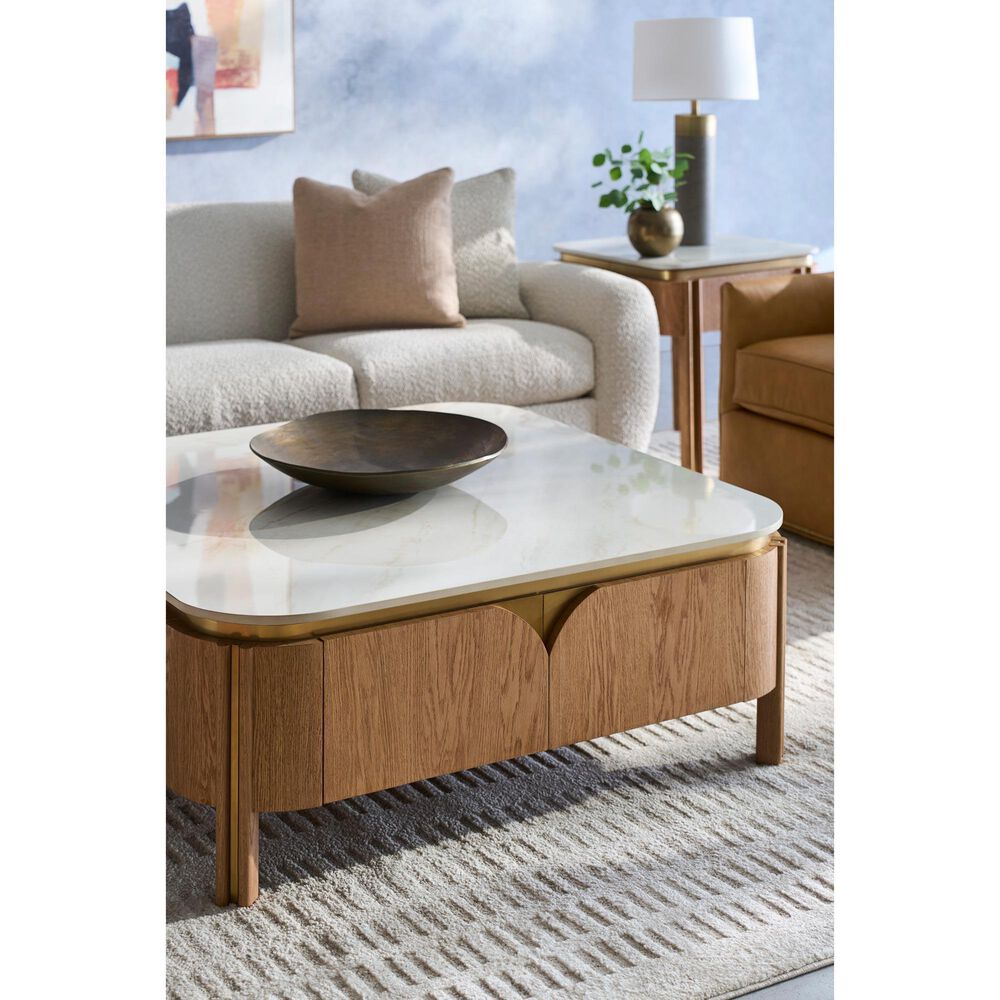 Fairfield Chair Portobello Square End Table in White, Light Brown and Brushed Brass, , large