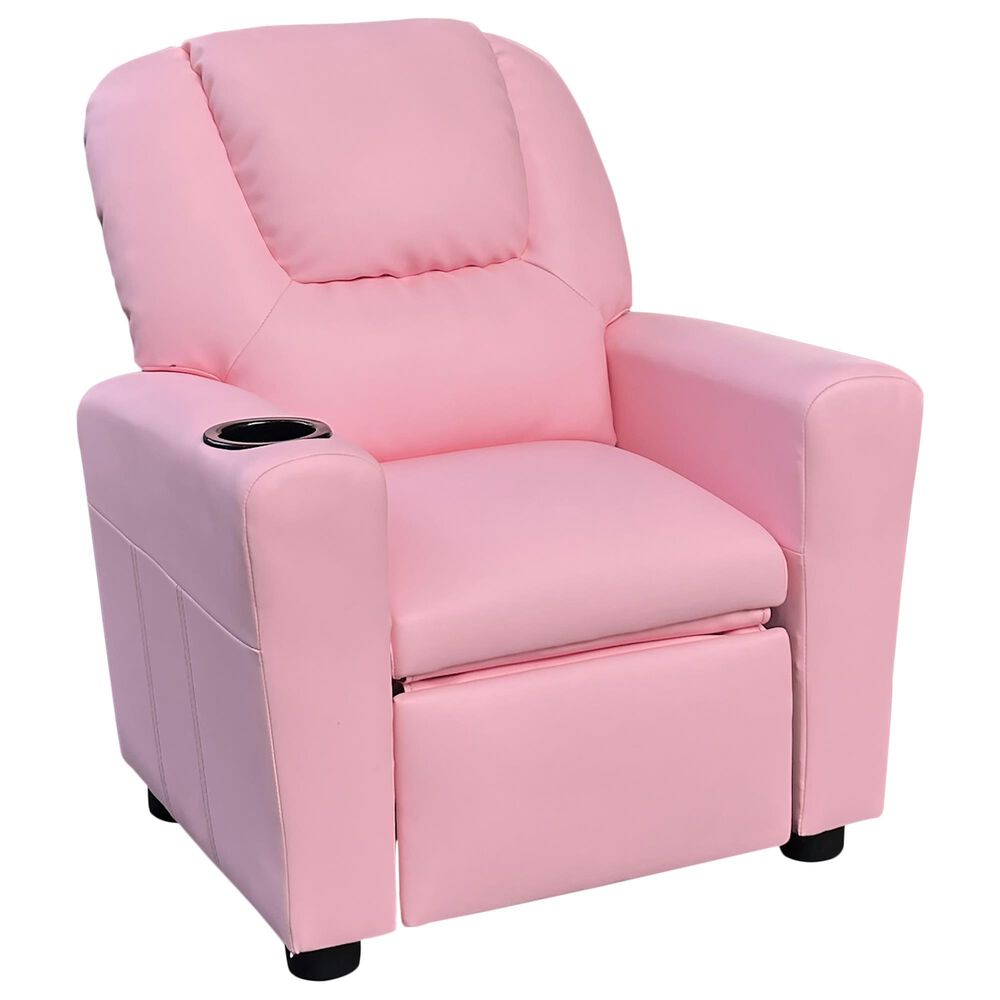 HOMLUX Marisa Kids Recliner Chair with Cupholder in Pink, , large