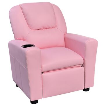HOMLUX Marisa Kids Recliner Chair with Cupholder in Pink, , large