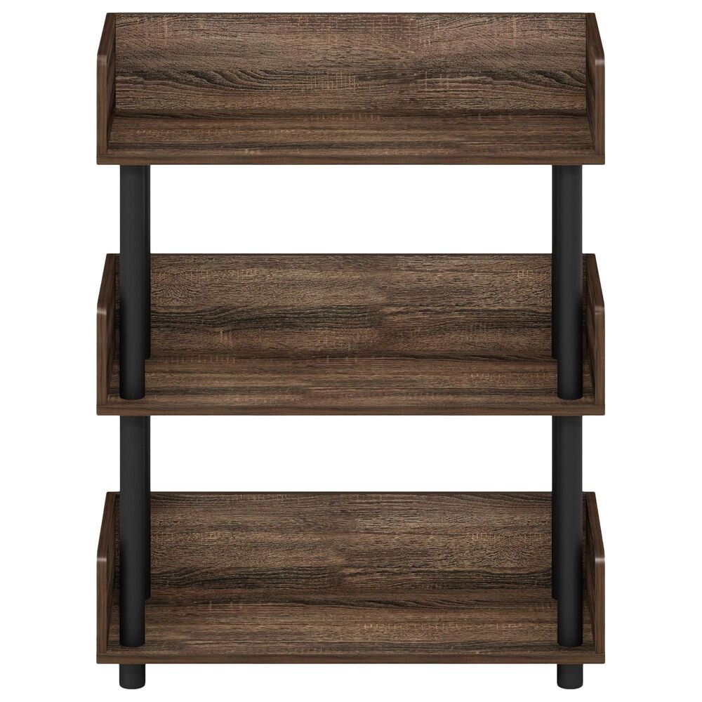 HOMLUX Turn-N-Tube 3-Tier Open Display Storage Bookshelf in Walnut, , large
