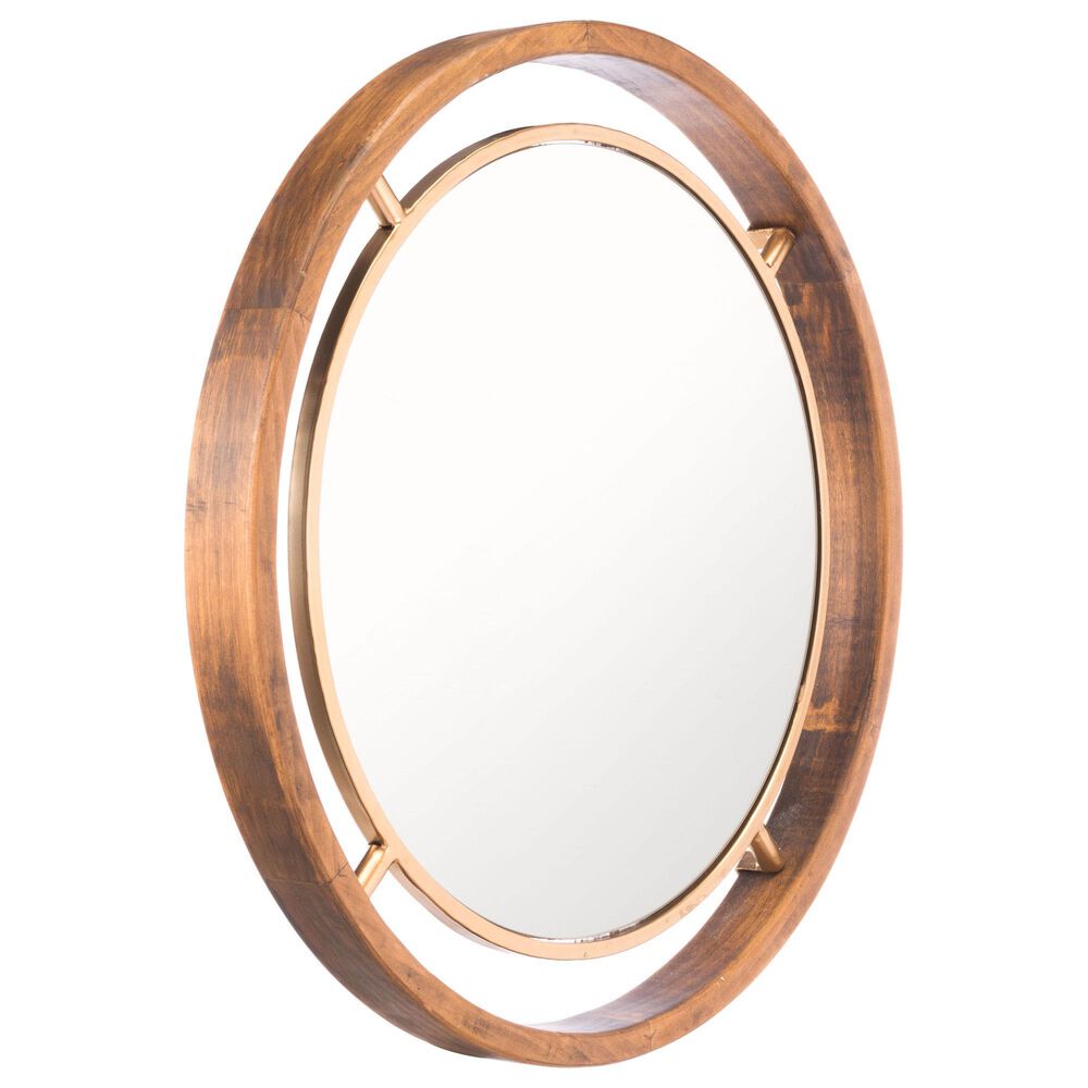 Zuo Modern Round Wall Mirror in Gold, , large