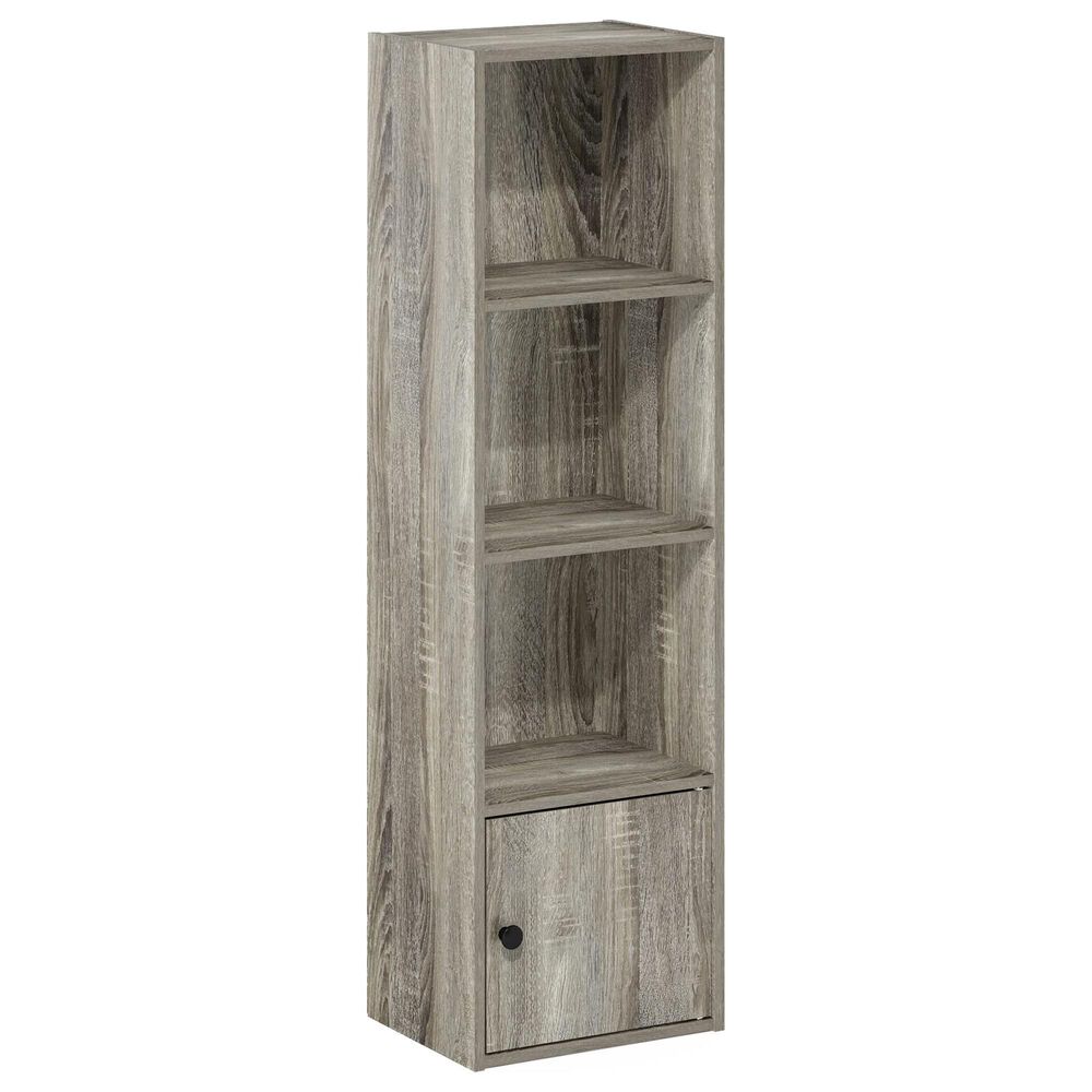HOMLUX 4-Tier Shelf Bookcase with Door Storage Cabinet in French Oak, , large