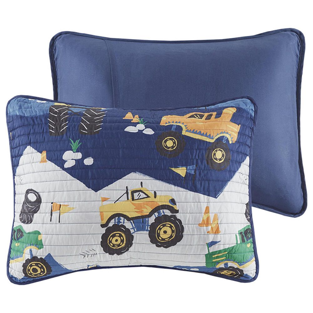 Hampton Park Nash 4-Piece Full/Queen Reversible Quilt Set in Green, Orange, Blue and Grey, , large