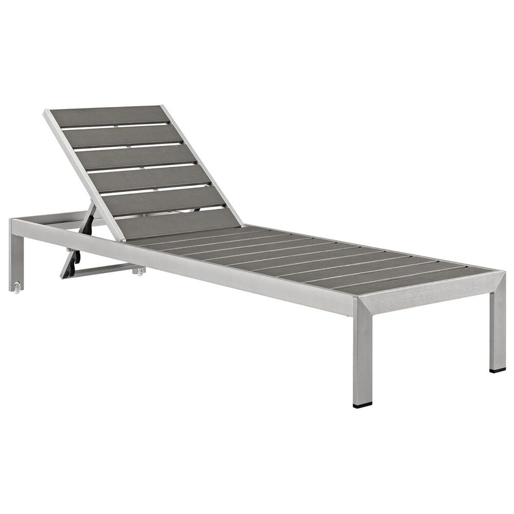 Modway Shore 3-Piece Outdoor Patio Aluminum Chaise Set in Silver and Gray, , large