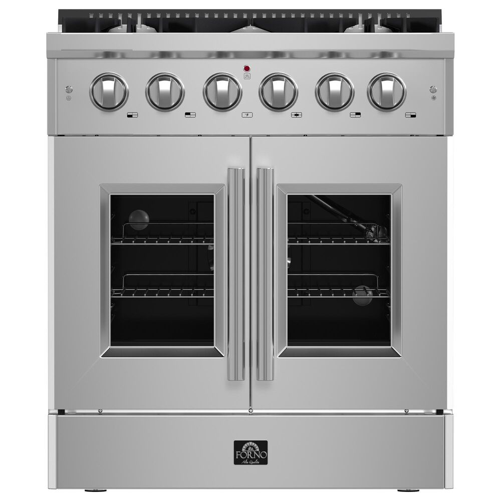 Forno Galiano 30" Freestanding French Door Gas Range in Stainless Steel, , large
