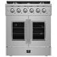 Forno Galiano 30" Freestanding French Door Gas Range in Stainless Steel, , large