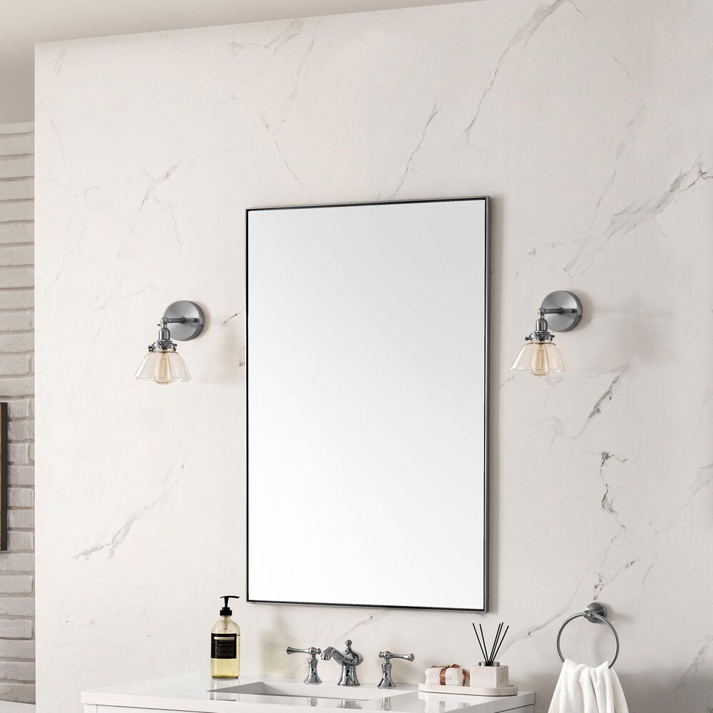 James Martin Rohe 26&quot; Rectangular Mirror in Satin Nickel, , large