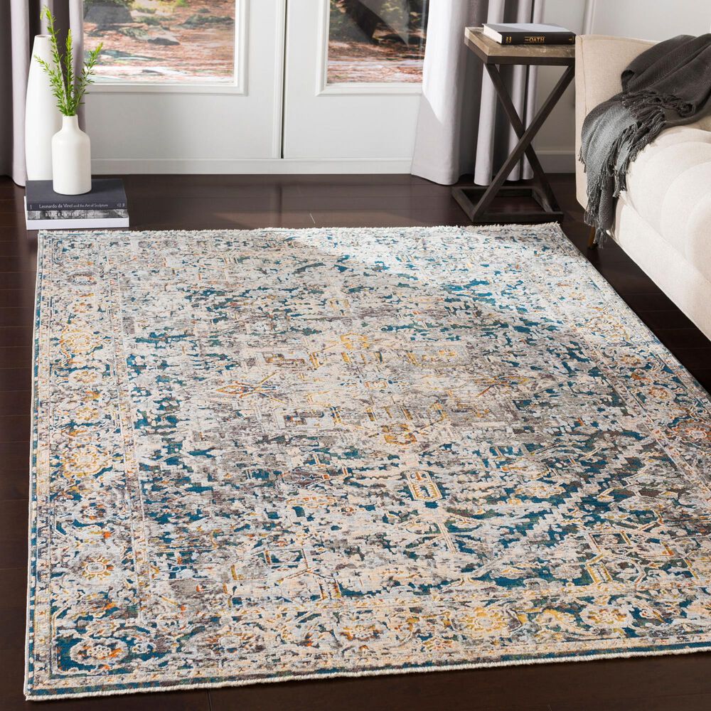 Surya Presidential Ice Blue, Blue, Dusty Sage, Saffron, Ivory, Wheat, Orange, Light Olive, Gray and Charcoal 11&#39;6&quot; x 15&#39;6&quot; Area Rug, , large
