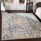 Surya Presidential Ice Blue, Blue, Dusty Sage, Saffron, Ivory, Wheat, Orange, Light Olive, Gray and Charcoal 11"6" x 15"6" Area Rug, , large