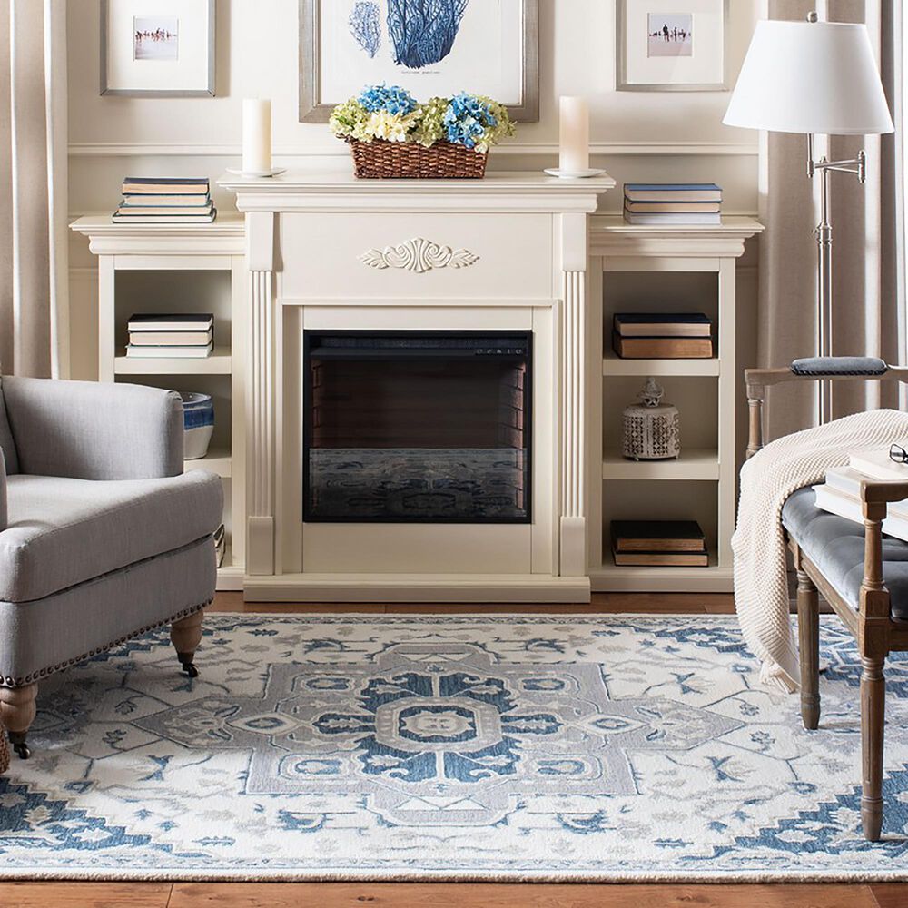 Safavieh Micro-Loop 4&#39; x 6&#39; Ivory and Navy Area Rug, , large