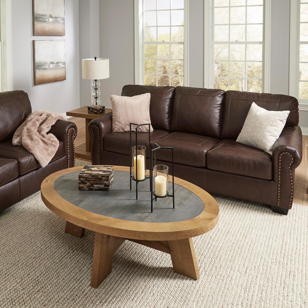 Ashley Colleton Stationary Sofa and Loveseat Set in Dark Brown, , large