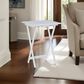 Linon Home Decor Lisbon Folding TV Tray Table Set with Stand in White (Set of 4), , large