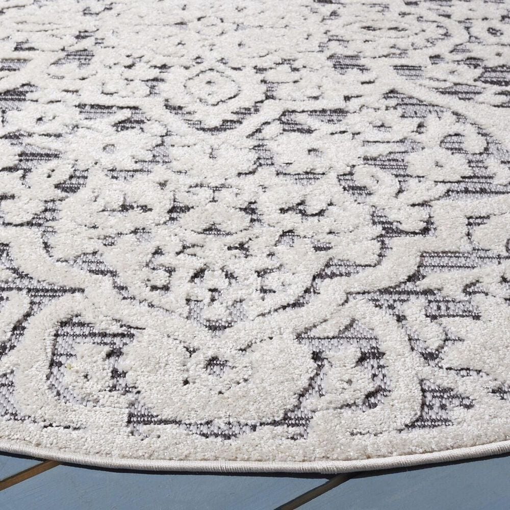 Safavieh Cabana CBN656A 6&#39;7&quot; Round Ivory and Grey Indoor/Outdoor Area Performance Rug, , large