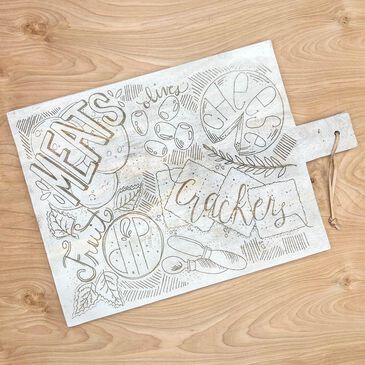 The Royal Standard 12" x 18" Illustrated Charcuterie Serving Board in Antique White, , large