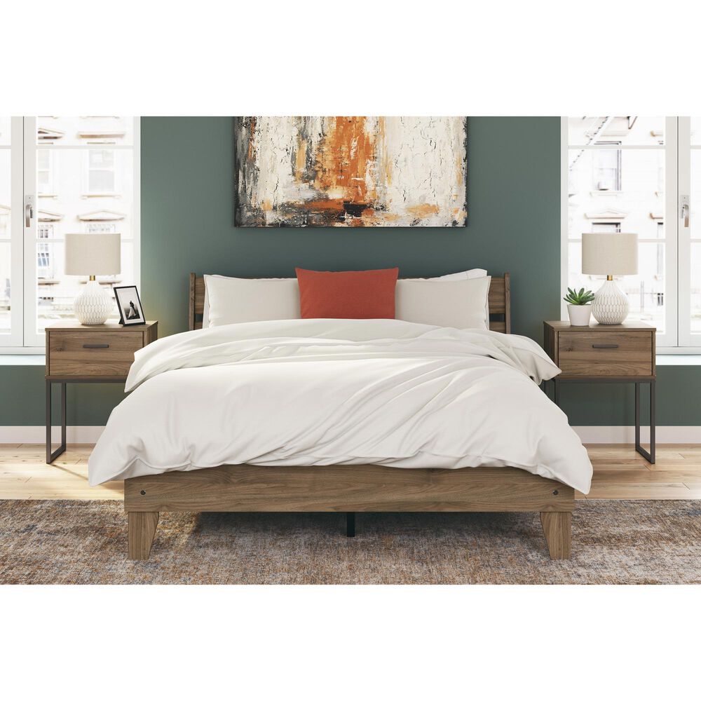 Ashley Deanlow 1-Drawer Nightstand in Honey Brown and Dark Pewter, , large