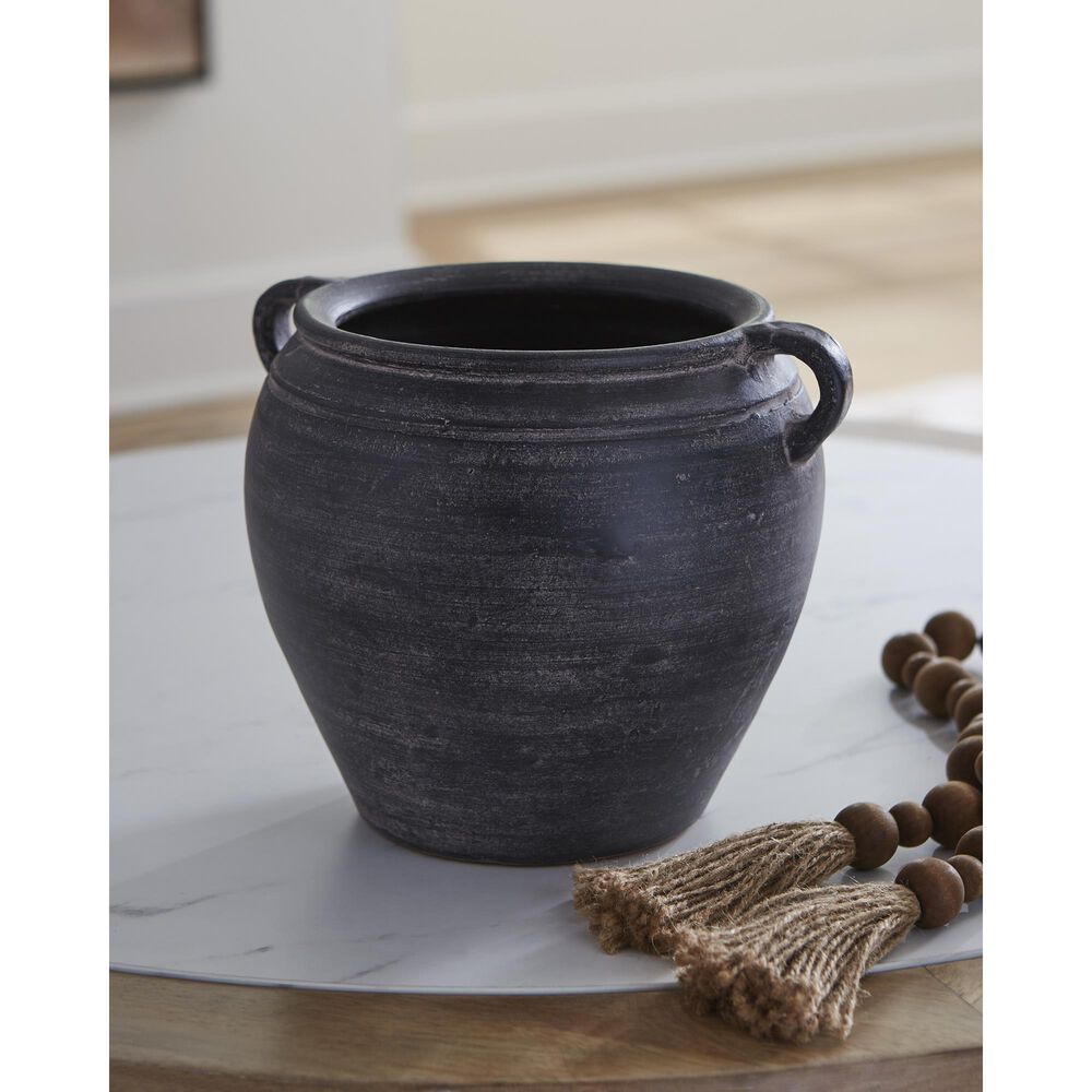 Ashley Meadie 9.5" Vase in Distressed Black, , large
