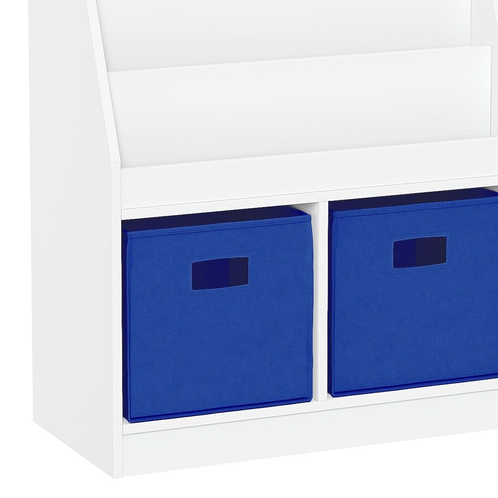 RiverRidge Home 2-Cubby Kid Book Rack with 2-Blue Bin in White, , large