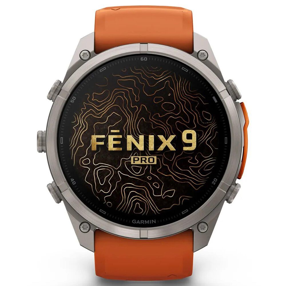 Garmin fenix 9 Pro inReach Smartwatch 51mm Titanium with Autumn Orange and Spark Orange Silicone Band, , large