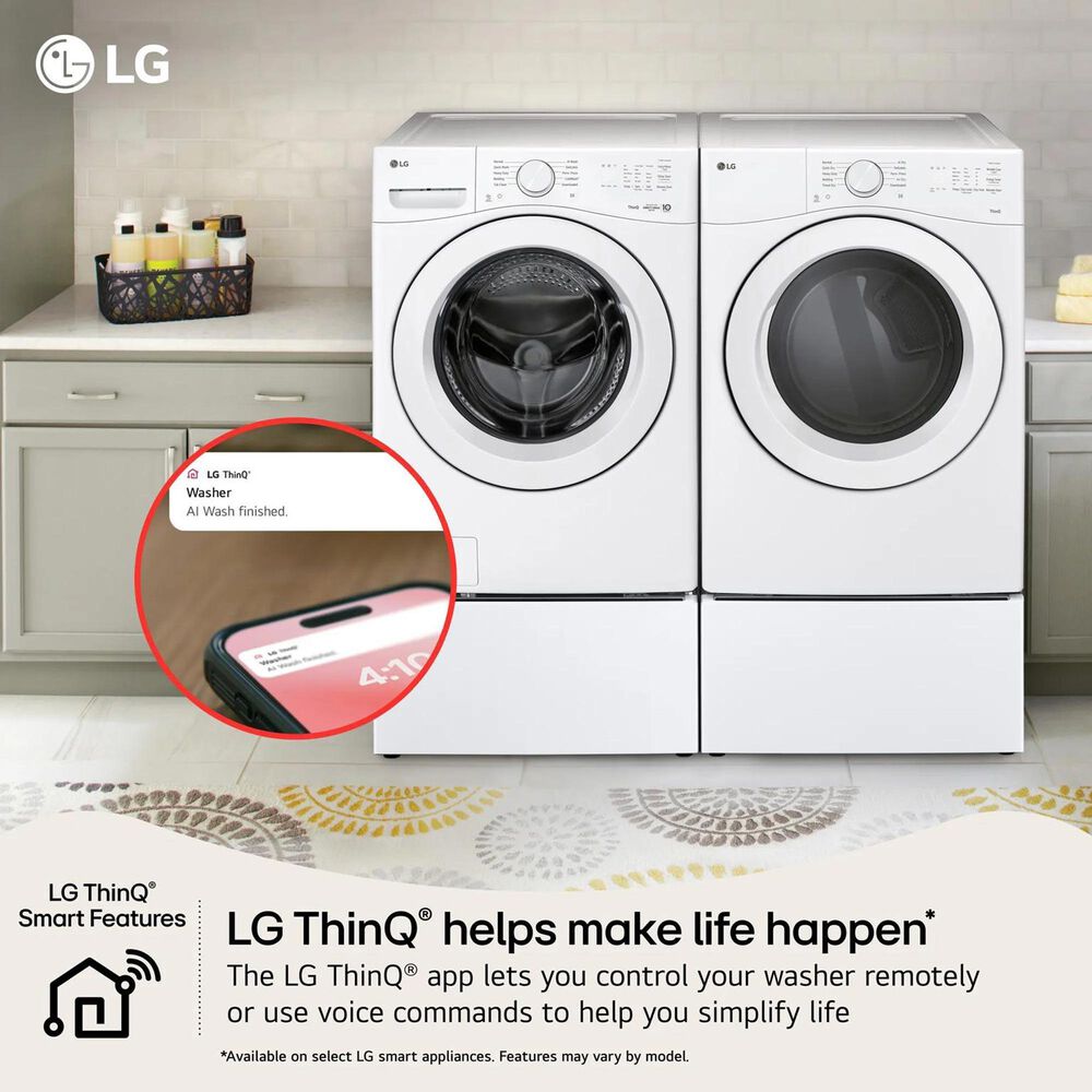 LG 4.5 Cu. Ft. Smart Front Load Washer in White, , large