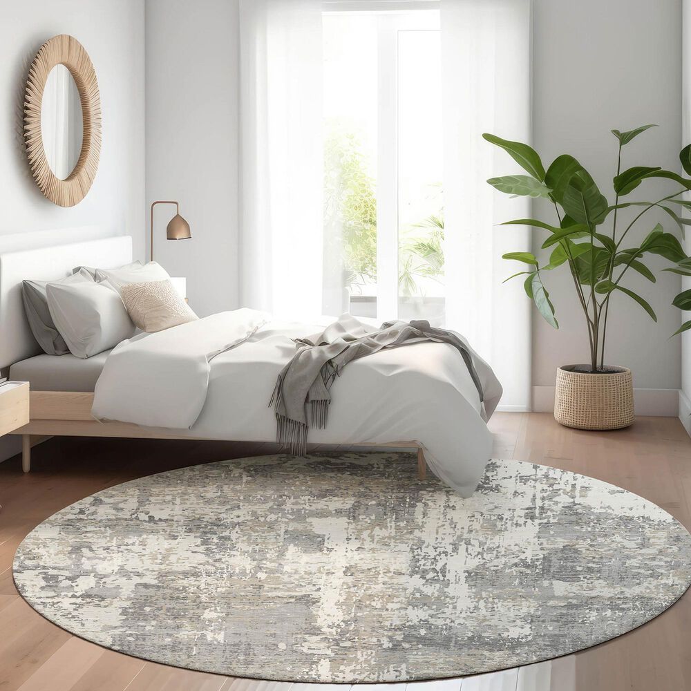 Dalyn Rug Company Kochi KC7 Gray 8&#39; Round Area Rug, , large