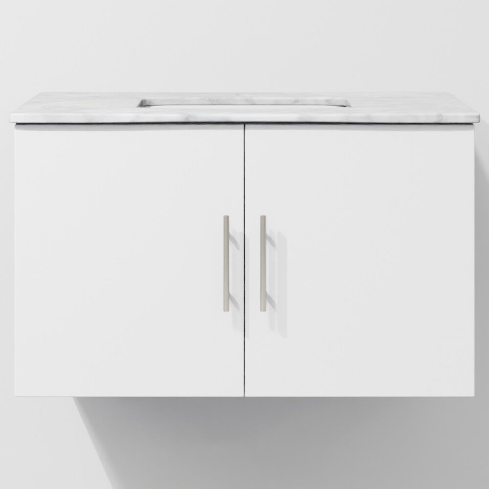 Lexora Home Geneva 30&quot; Single Bathroom Vanity in Glossy White with 2 cm White Carrara Marble Top and Rectangular Sink, , large