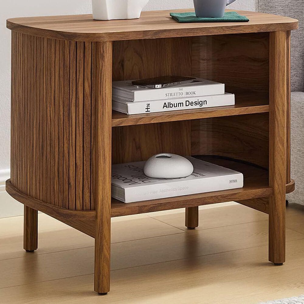 Modway Cadence Open 2 Shelves Nightstand in Walnut, , large