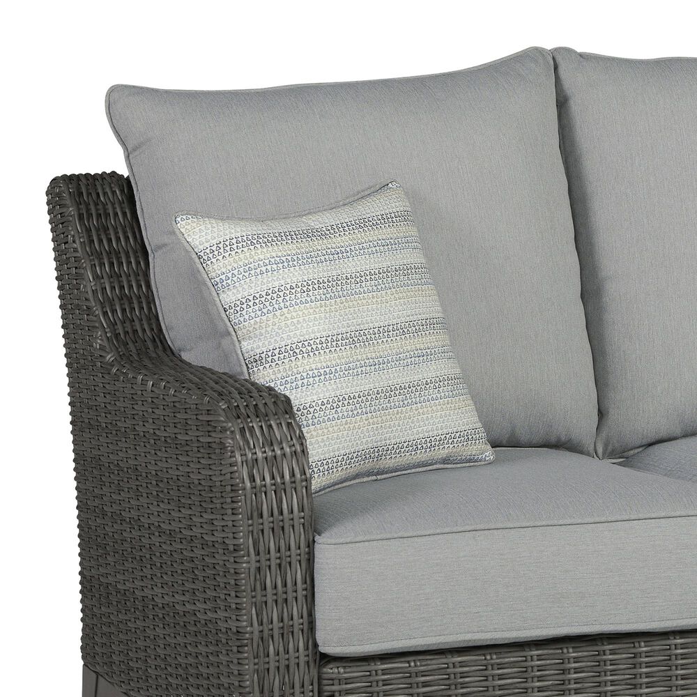 Ashley Elite Park Stationary Patio Loveseat with Cushion in Gray, , large