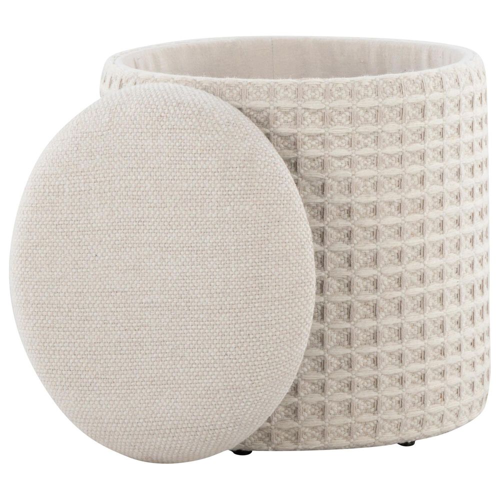 LumiSource Tahoe 18" Waffle Storage Ottoman in Ivory, , large