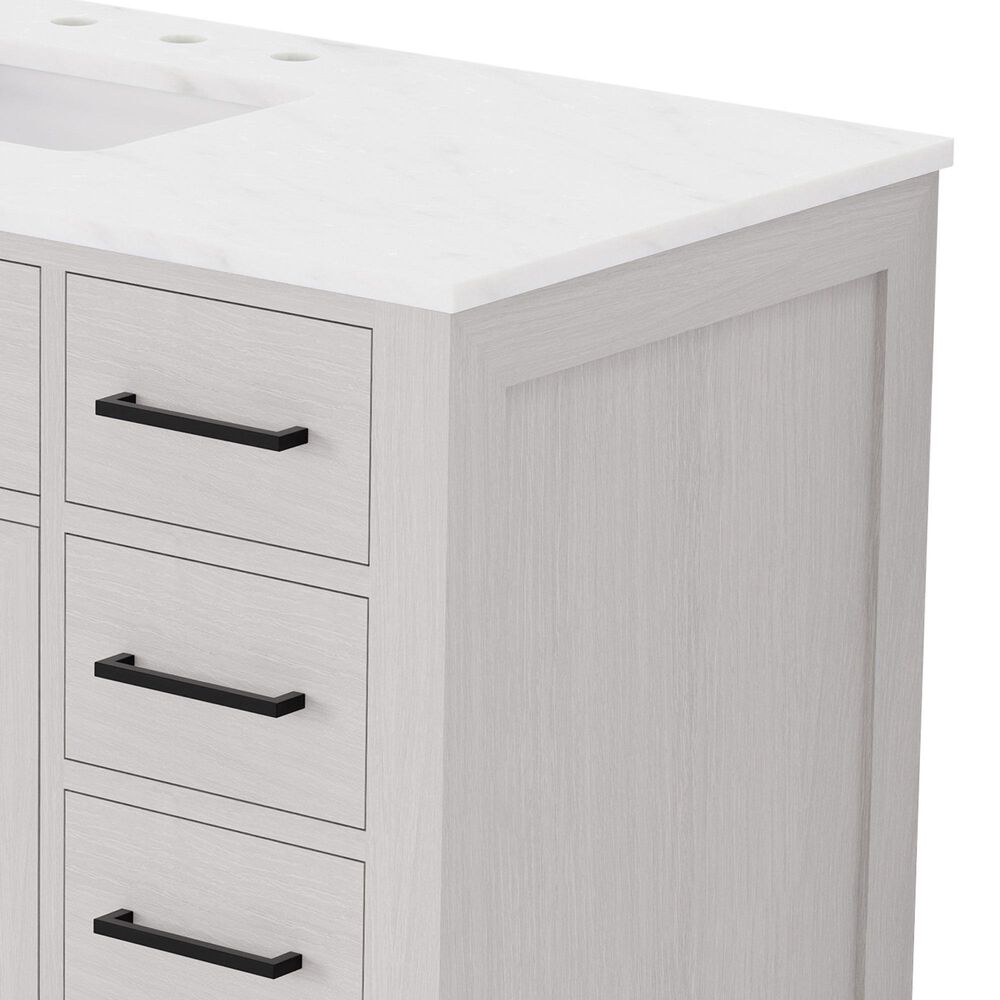 Lexora Home Abbey 48" Single Bathroom Vanity in White Oak with 2 cm White Carrara Marble Top and Rectangular Sink, , large