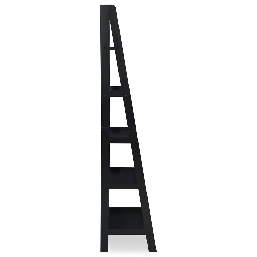 Linon Home Decor Acadia 5-Shelf Ladder Bookcase in Black, , large
