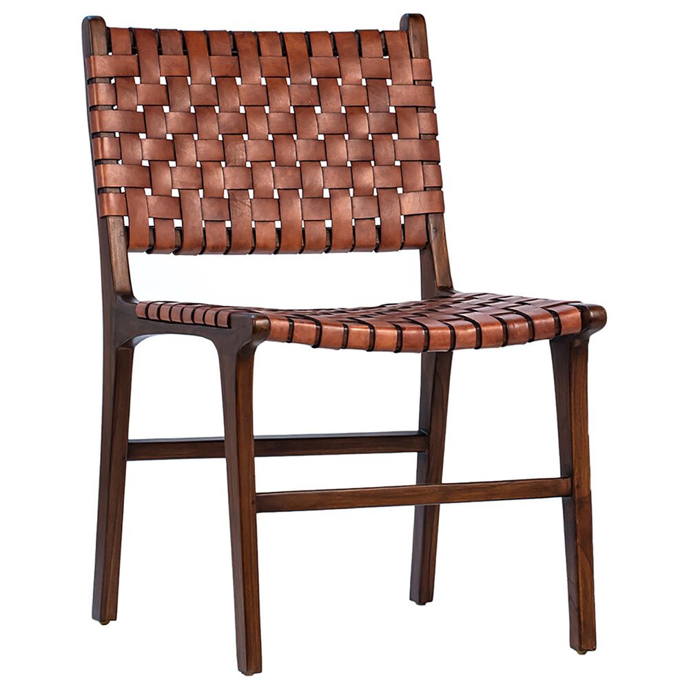 Blue Sun Designs Dale Dining Chair with Brown Leather in Teak, , large