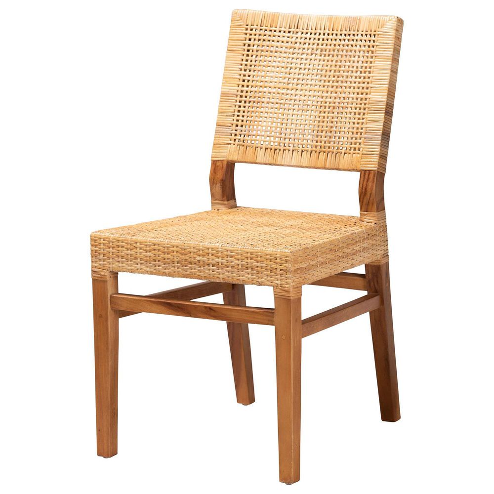 Baxton Studio Lesia Side Chair in Natural Brown and Walnut Brown, , large