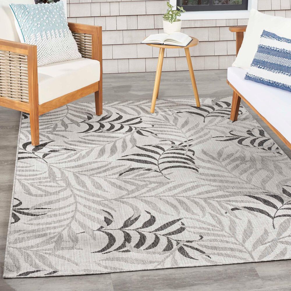 Nourison Garden Oasis Nature Grey 4&#39; x 6&#39; Indoor/Outdoor Area Rug, , large
