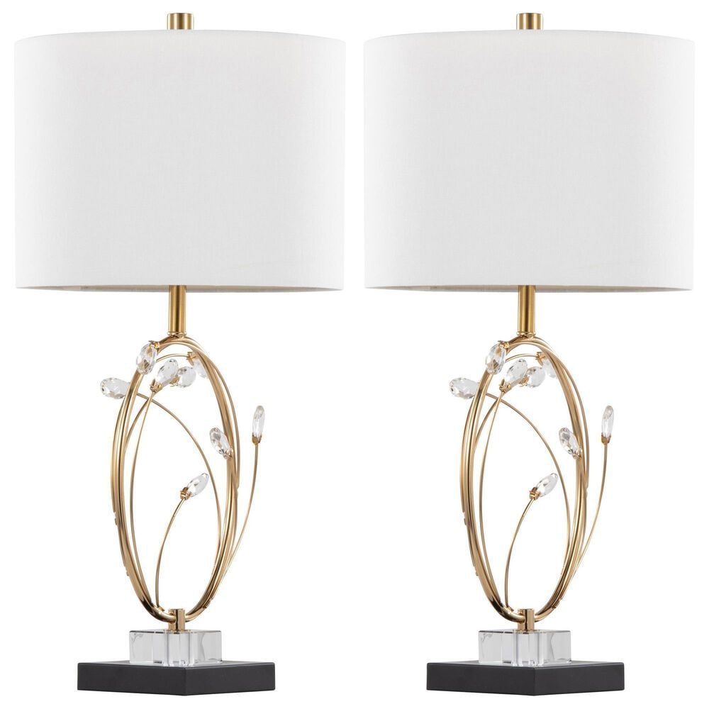 LumiSource Crystal Buds Table Lamp in Black, Clear and Gold (Set of 2), , large