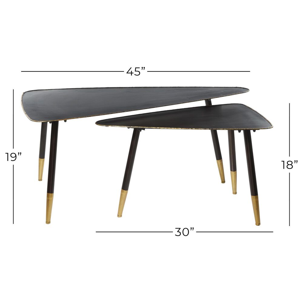 Uma Enterprises Modern Accent Table in Black and Gold &#40;Set of 2&#41;, , large