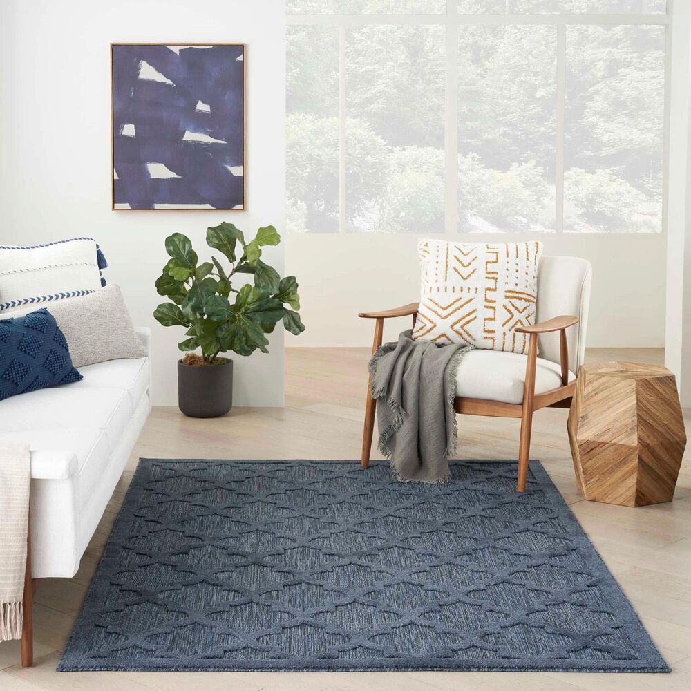 Nourison Easy Care 4&#39; x 6&#39; Navy Blue Indoor/Outdoor Area Rug, , large