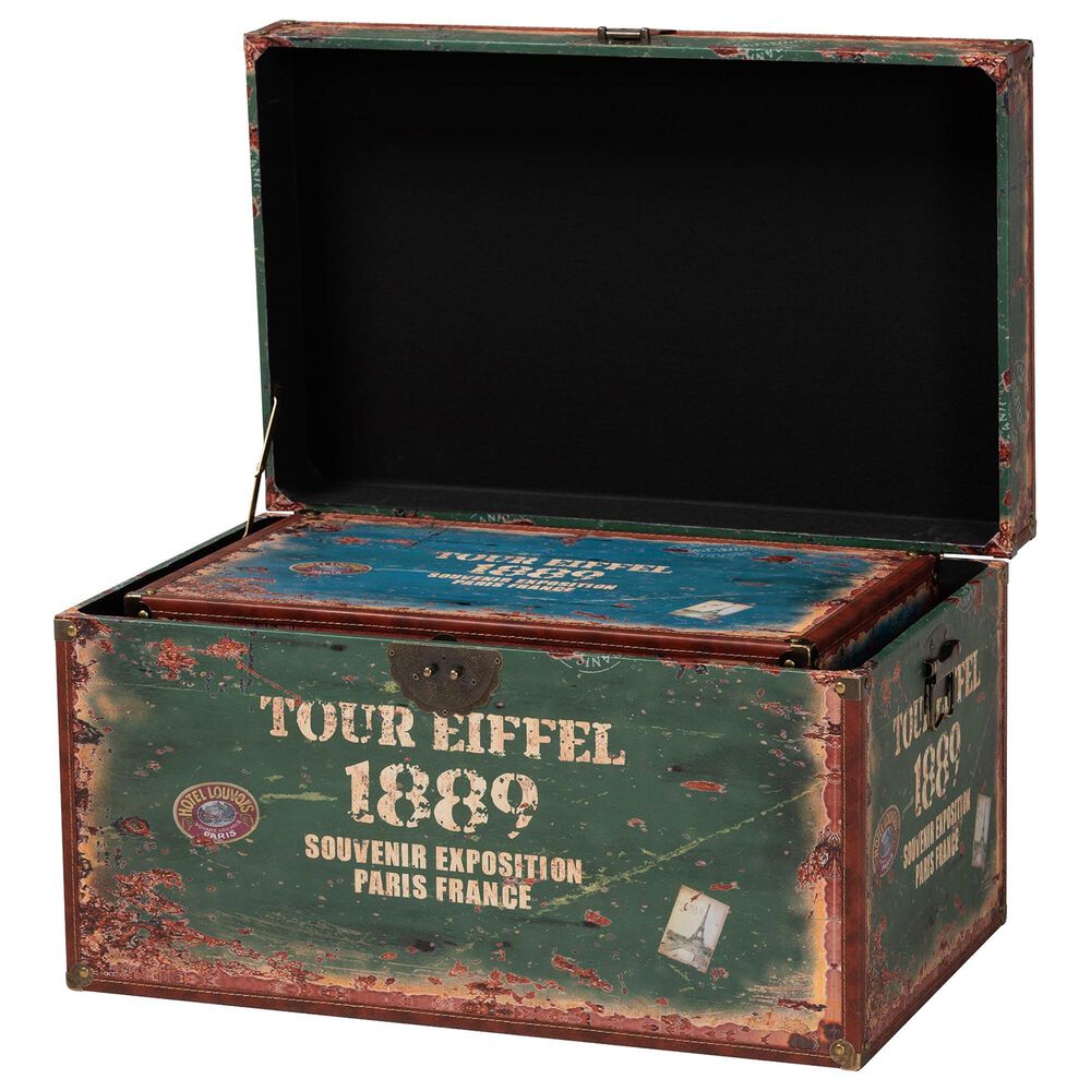 Baxton Studio Sabeen 2-Piece Storage Trunk Set in Green and Blue, , large