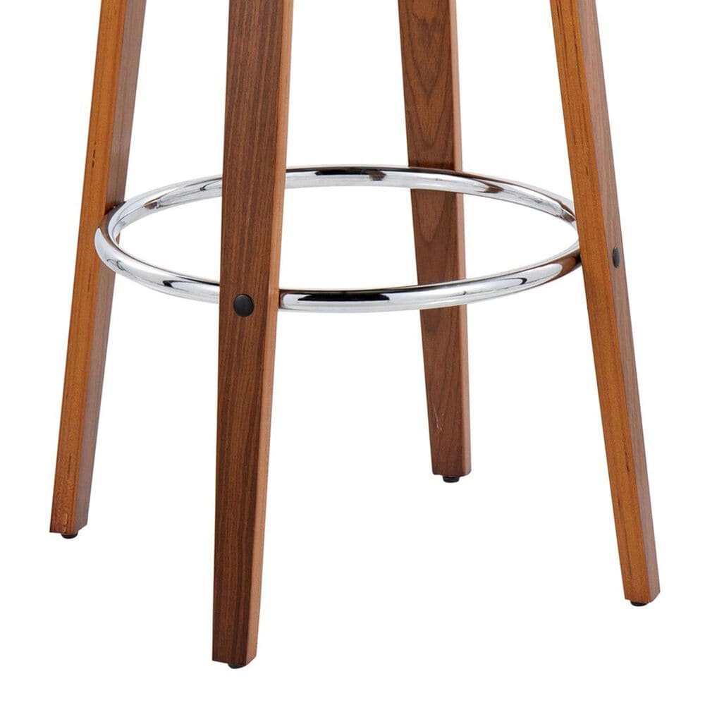 LumiSource Toriano Swivel Bar Stool with Blue Fabric Upholstery in Walnut and Chrome (Set of 2), , large