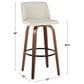 LumiSource Toriano Swivel Bar Stool with Cream Noise Fabric Upholstery in Walnut and Chrome (Set of 2), , large