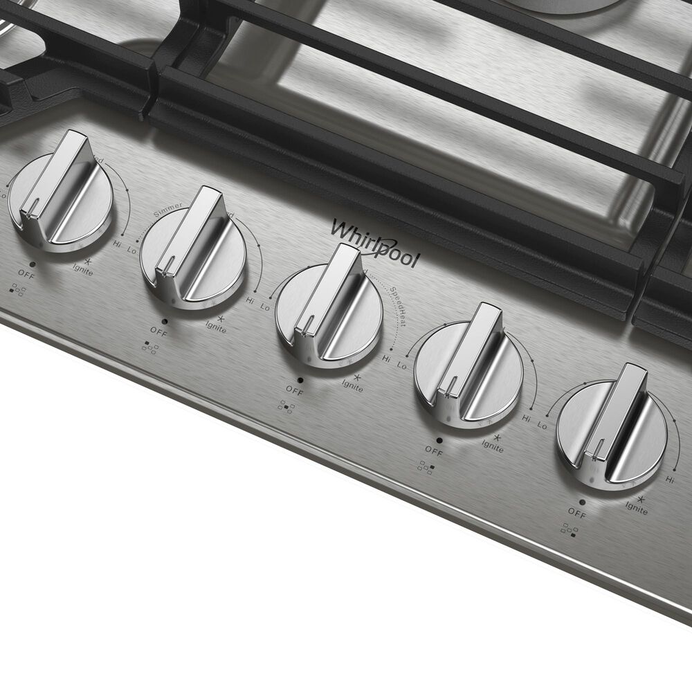 Whirlpool 36&quot; Gas Cooktop with 5 Burner in Stainless Steel, , large
