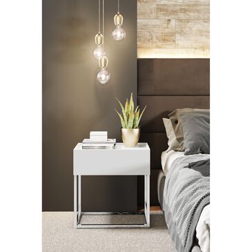 Brassex 1-Drawer End Table in Matte White and Chrome, , large