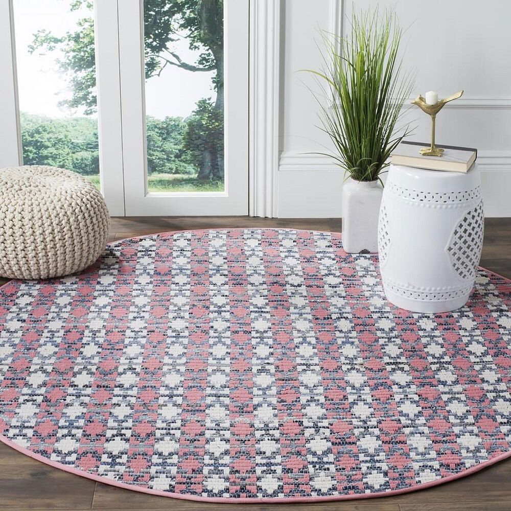 Safavieh Montauk 4&#39; Round Coral and Multicolor Area Rug, , large