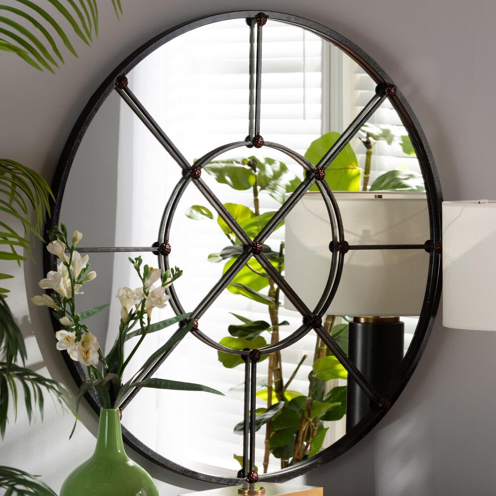Baxton Studio Ohara Accent Wall Mirror in Black, , large