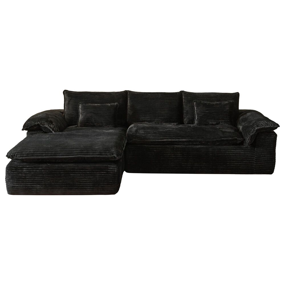 HOMLUX 112" Modern Sectional Sofa with Curved Armrests in Black, , large