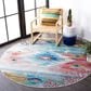Safavieh Barbados Tropical Abstract 6"6" Round Light Blue and Pink Indoor/Outdoor Area Rug, , large