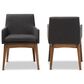 Baxton Studio Nexus Arm Chair with Dark Grey Cushion in Walnut Brown (Set of 2), , large