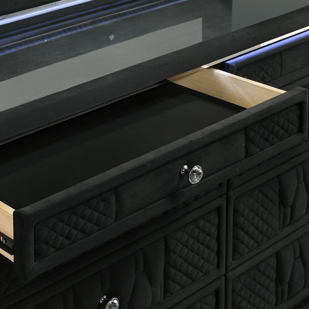 Pacific Landing Lorient Glam Dresser and Mirror in Black, , large