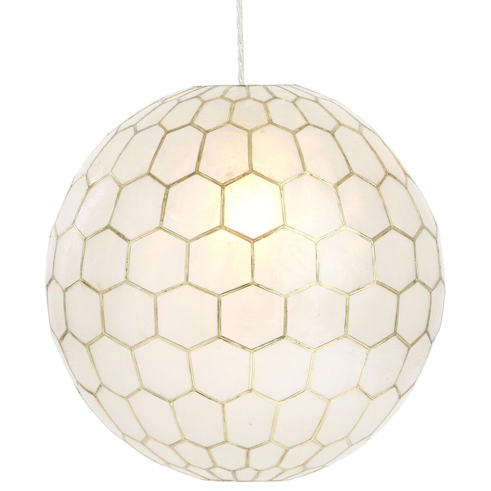 Creative Coop Simone 16" Pendant with Pearly White Shade in Antique Gold, , large
