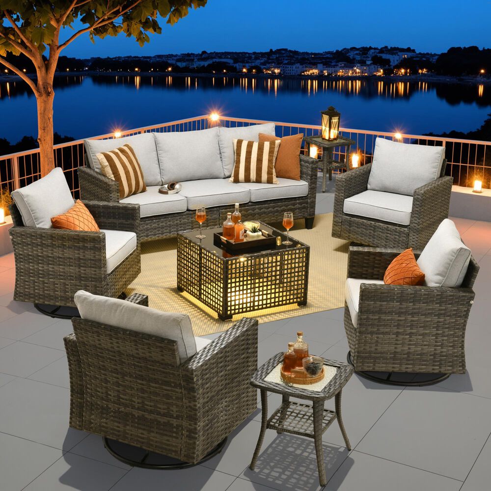 HOMLUX 8-Piece Outdoor Patio Furniture Set in Grey, , large