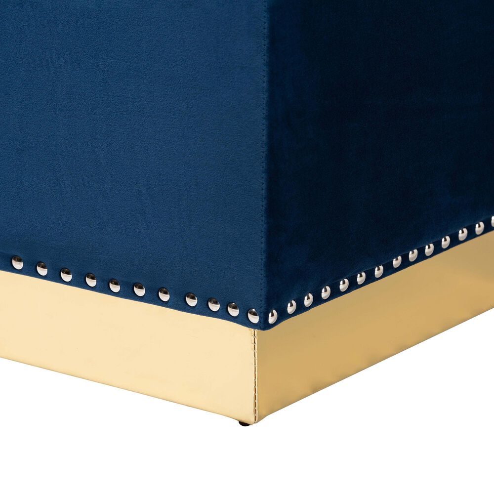 Baxton Studio Powell Storage Ottoman in Navy Blue and Gold, , large